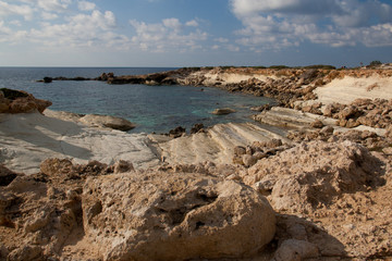 Fototapeta na wymiar View of the coastline near Coral Bay Beach, Paphos