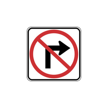 USA traffic road signs. no right turn. vector illustration