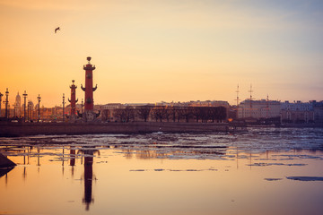 St. Petersburg in the spring at sunset. Evening light. Evening St. Petersburg.