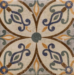 ceramic tile, vintage ornate pattern, abstract geometry
