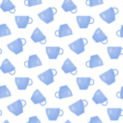 Tea cup vector flat seamless pattern