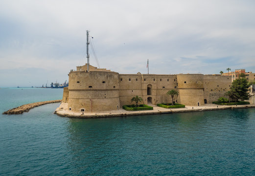 Taranto (Italy) - The historic center of a big city in southern Italy, Puglia regio, on the sea with industry port, in a spring day.