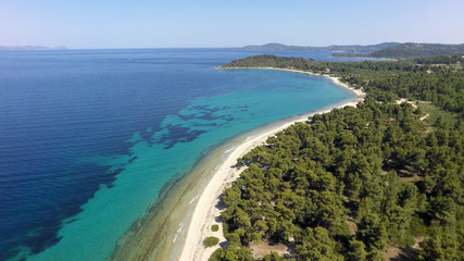 Aerial view of coastline of Kassandra peninsula, Greece