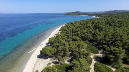 Aerial view of coastline of Kassandra peninsula, Greece