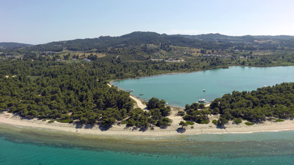 Aerial view of coastline of Kassandra peninsula, Greece