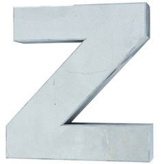 Concrete Capital Letter - Z isolated on white background . 3D render Illustration
