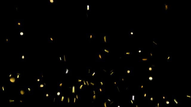 Golde confetti explosion falling down. Green screen animation footage.