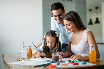 Happy family having fun time at home