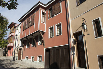Naklejka premium PLOVDIV, BULGARIA - NOVEMBER 09, 2015: old buikldings in histori