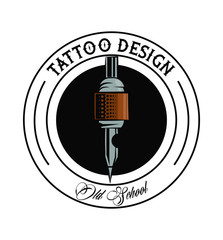 Old school tattoo machine drawing design vector illustration graphic