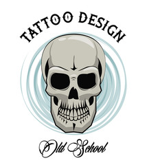 Old school tattoo devil skull drawing design vector illustration graphic