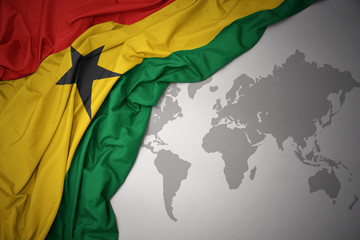 waving colorful national flag of ghana.