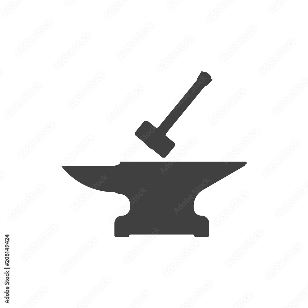 Canvas Prints icon of anvil and sledge hammer. vector on white background