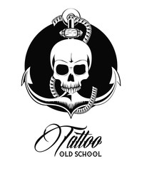 Old school tattoo devil skull drawing design vector illustration graphic