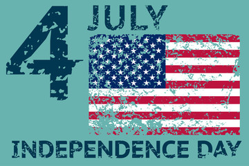 4th July Independence day. Grunge american flag. Patriotic vintage design template. Vector