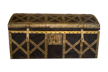 Big old antique chest on white background