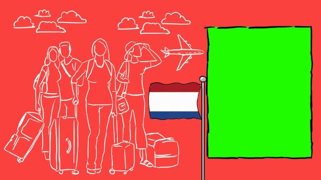 Netherlands hand drawn tourism