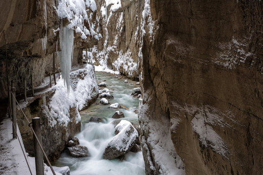 Winter in Bavaria . Partnach Gorge.