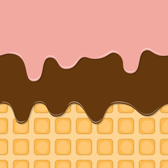 Flowing glaze on wafer background. Vector illustration