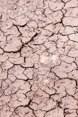 Cracked ground, path, dry soil. Ecology concept. Cracked earth texture and background. Dry field, water, land, sand. Above view of land during drought. Abstract surface, pattern, material, wallpaper.
