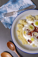 Bryndzove halusky. Slovak traditional cuisine