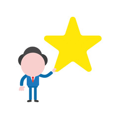 Vector illustration businessman character holding star