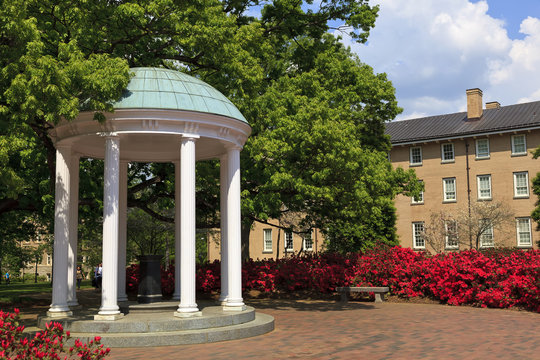 The Old Well at UNC Chapel Hill during the spring with azaleas blooming