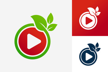 Play Media Plant Logo Template Design Vector, Emblem, Design Concept, Creative Symbol, Icon