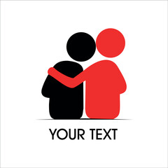 Friends hug each other. Vector Illustration icon.