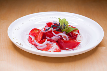 Salad with tomato and onion appetizer