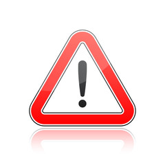 Exclamation danger icon triangle sign and reflect