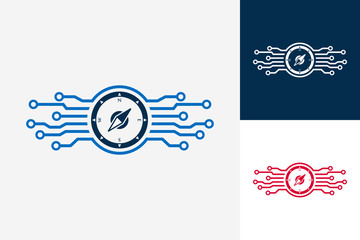 Compass Digital Logo Template Design Vector, Emblem, Design Concept, Creative Symbol, Icon