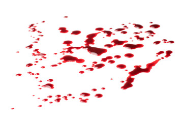 Spilled blood isolated on white background