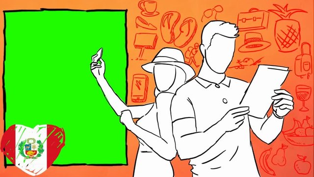 Peru hand drawn tourism