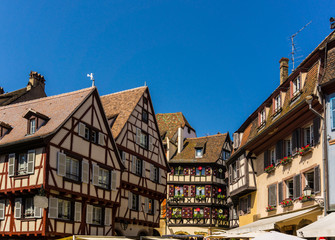 Fototapeta na wymiar Typical Alsatian architecture - Colmar, France