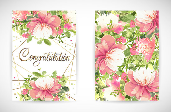 Floral template greeting card. Vector illustration
