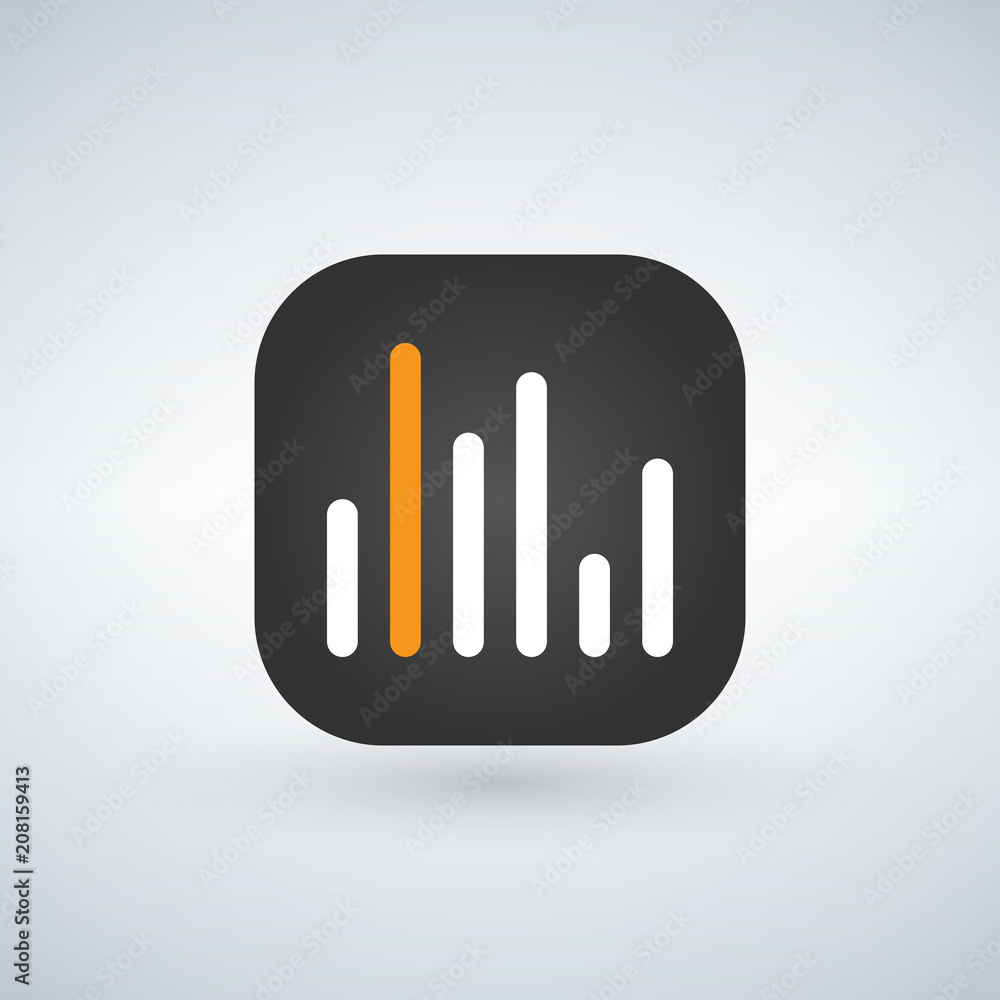 Poster statistic or analitic application for mobile phone. line flat vector icon, button and website design