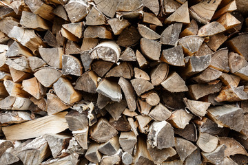Stacked firewood, background