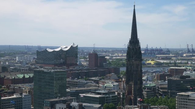 Hamburg, high angle view on cathedral and concert hall