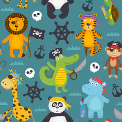 seamless pattern with pirates animals  - vector illustration, eps
