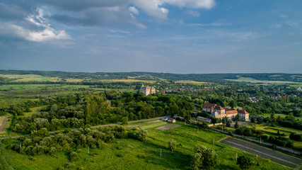 Fototapeta na wymiar Aerial view of the Olesky Castle. Very beautiful castle near Lviv.