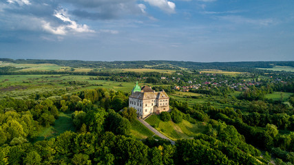 Aerial view of the Olesky Castle. Very beautiful castle near Lviv.