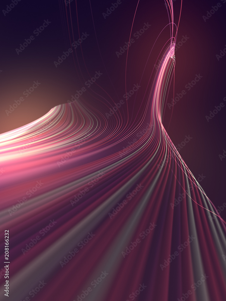 Aufkleber Digital colored lines abstract background. 3d rendering