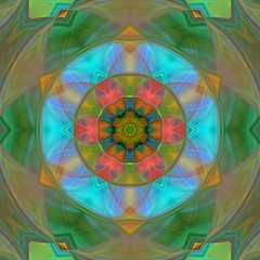 Fantasy sacred geometry modern art. Mystic Indian unique mandala. Oriental round pattern. Diamond and floral kaleidoscope artwork. Feng shui and yoga traditional design. Psychedelic creative print.