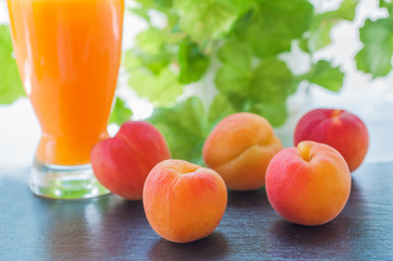 Sweet fresh peaches and juice