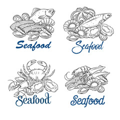 hand drawn seafood banner