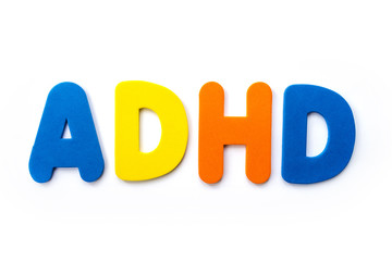 ADHD spelt with coloured letters