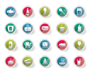 Shop and Foods Icons over colored background - Vector Icon Set