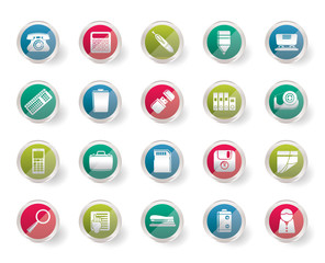 Simple Office tools Icons over colored background - vector icon set 3