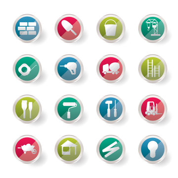 Construction and Building Icon Set over colored background. Easy To Edit Vector Image